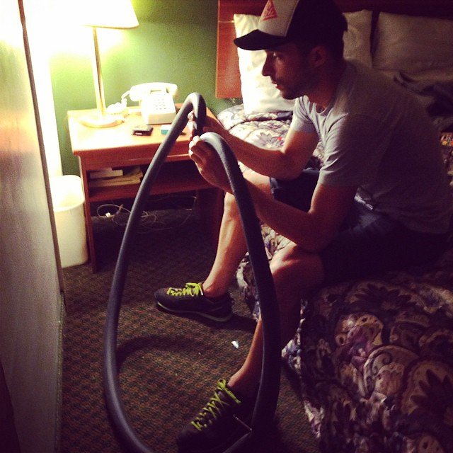 Last weekend race prep as @oxygen_debt readies his penny farthing tube for action. #oregonstampede