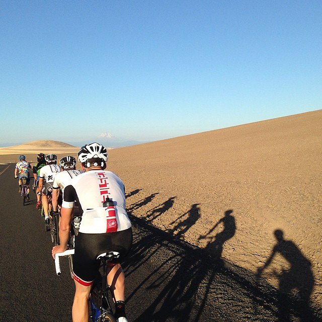 Morning peloton before the gravel blew it to bits. #oregonstampede #trustyswitchblade