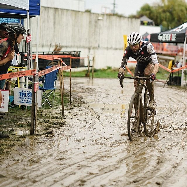 Fortunately the only part of the course I felt good on was right in front of the team tents, so at least I looked strong there. The only area where my 5yo Grifos would hook up. Moral of the story? Don't trust the weather man's "10%" when you pack your bag