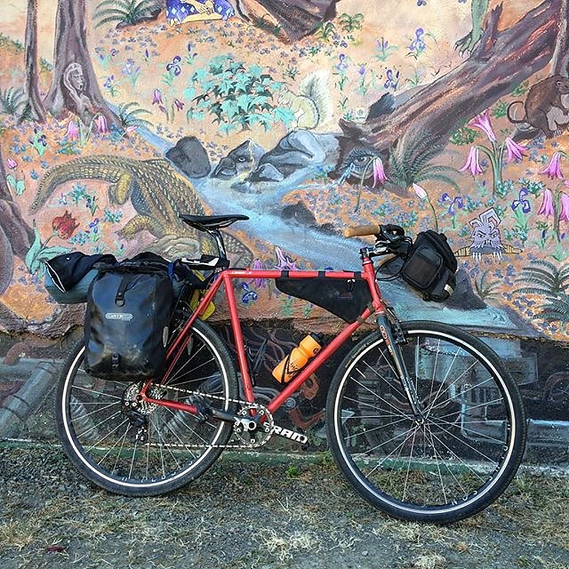 Ole Big Red has been a great steed for this trip. Here is one from yesterday before something spooked her and sent the derailer into the spokes today. Gonna be a long limp out of dodge.